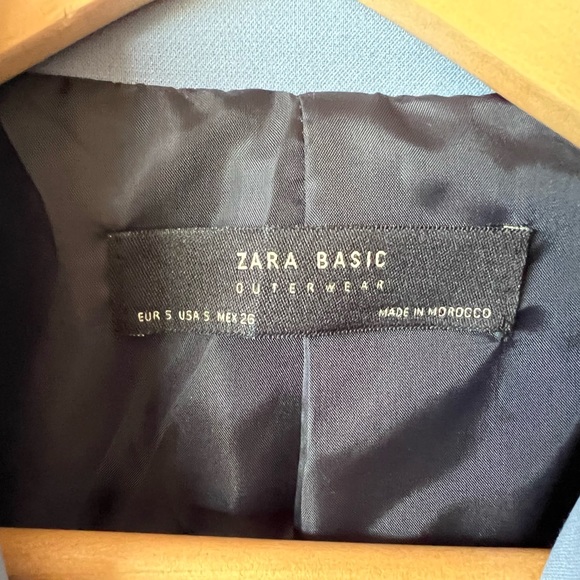 NWT Zara cornflower blue one button midi length jacket size S - Picture 3 of 9